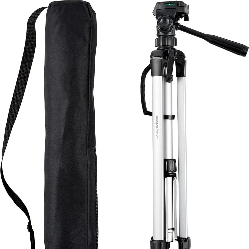 NWT Amazon Basics 60 inch Lightweight Tripod with Bag, Silver